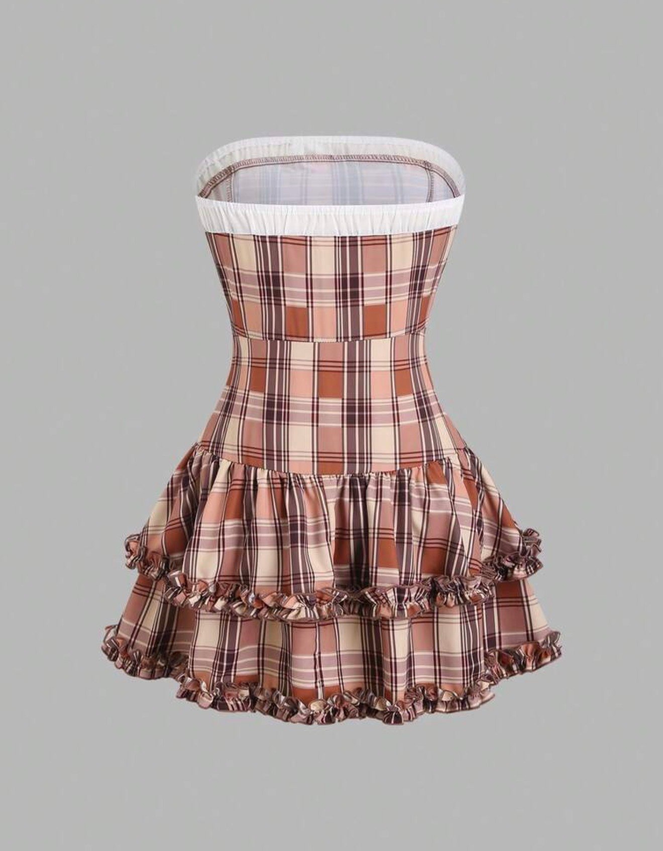 Vestido xadrez com babadinho. - Imagem 3